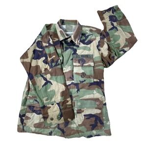 Military Camo Jacket Men Medium Woodland Field Coat Combat Utility USA US Marine